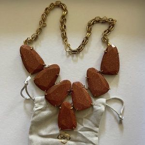 Kendra Scott Goldstone Harlow Statement Necklace Gold Tone